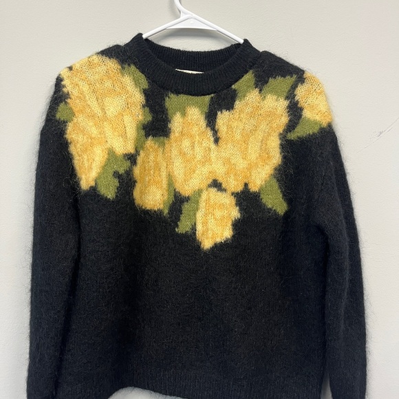 Beautiful Sezane Joko Floral Black and Yellow Jumper Size XS - Picture 2 of 5
